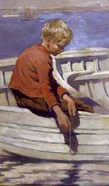 erkek çocuk, balık tutma by Stanhope Alexander Forbes
