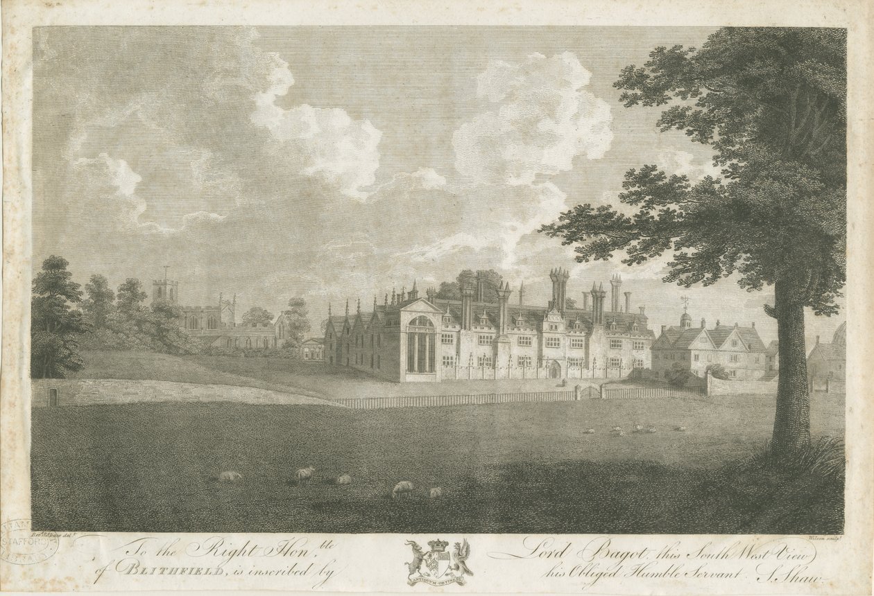 Blithfield Hall: gravür ve [18. yüzyıl] by Stebbing Shaw