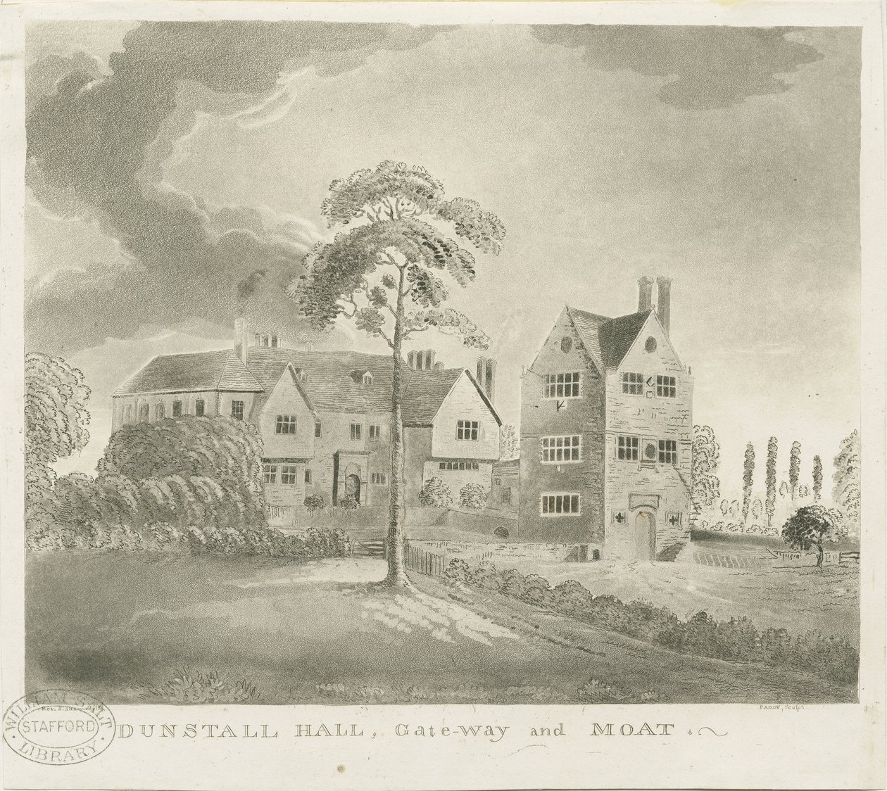 Dunstall Hall: aquatint gravür, nd [1762-1802] (baskı) by Stebbing Shaw