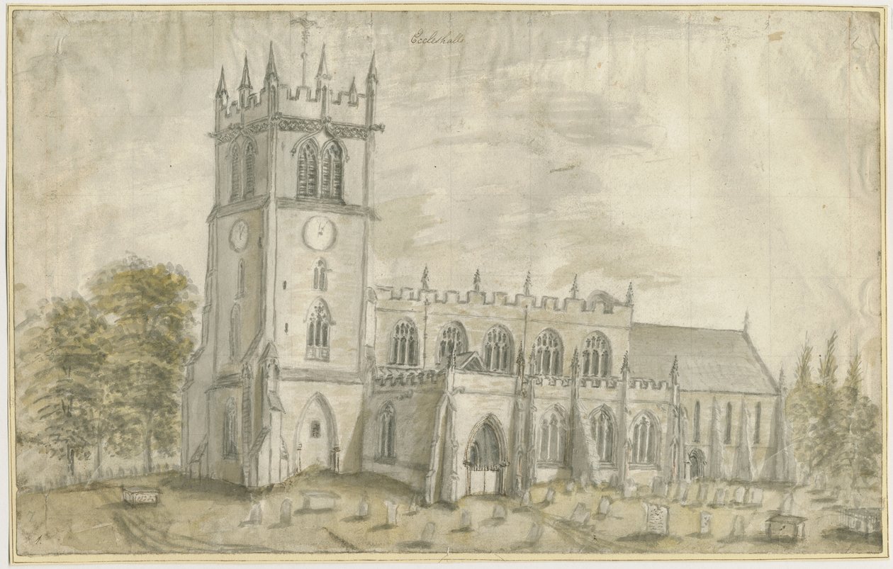 Eccleshall Kilisesi: sulu boya, nd [1762-1802] by Stebbing Shaw