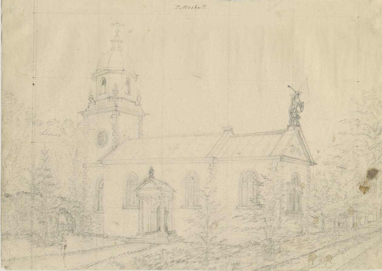 Patshull Kilisesi: karakalem, nd [1762-1802] by Stebbing Shaw