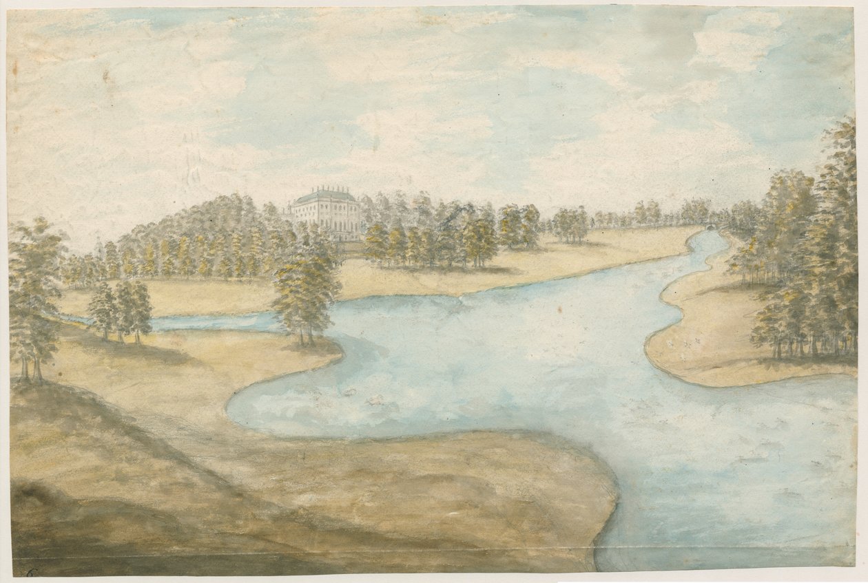 Teddesley Hall: sulu boya, nd [1762-1802] by Stebbing Shaw