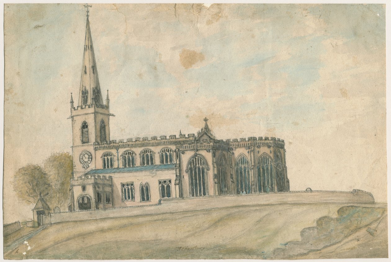 Wednesbury Kilisesi: sulu boya, nd [1762-1802] by Stebbing Shaw