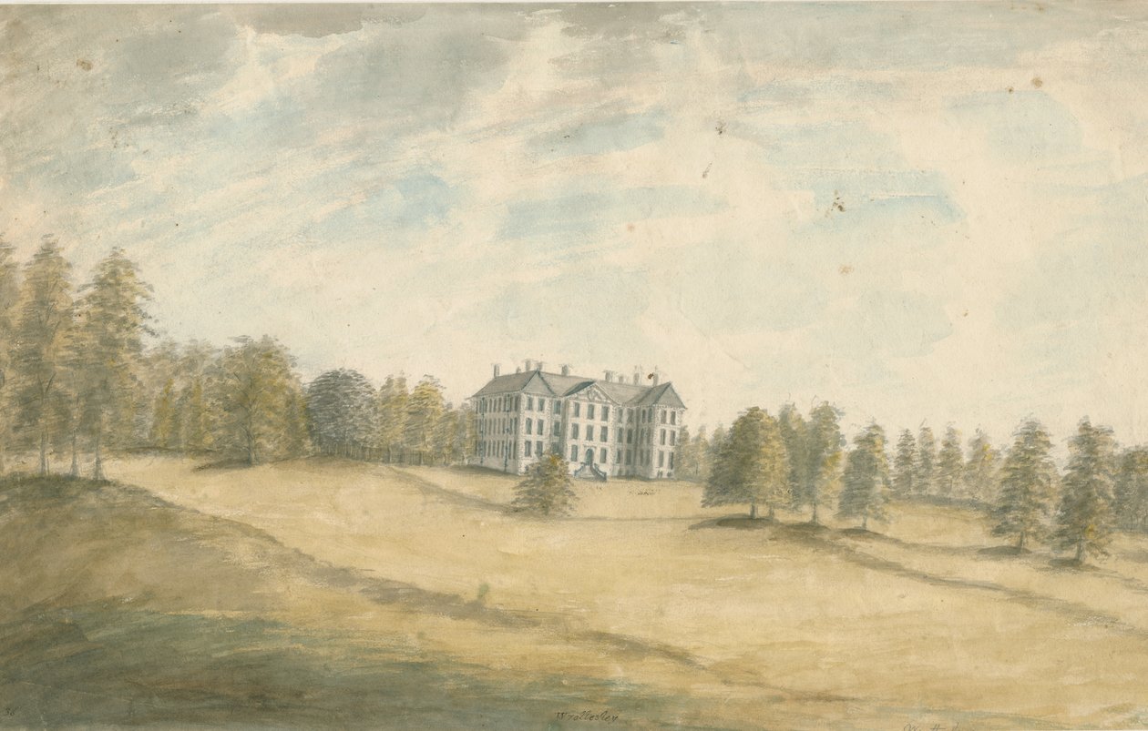 Wrottesley Hall: sulu boya, nd [1762-1802] by Stebbing Shaw