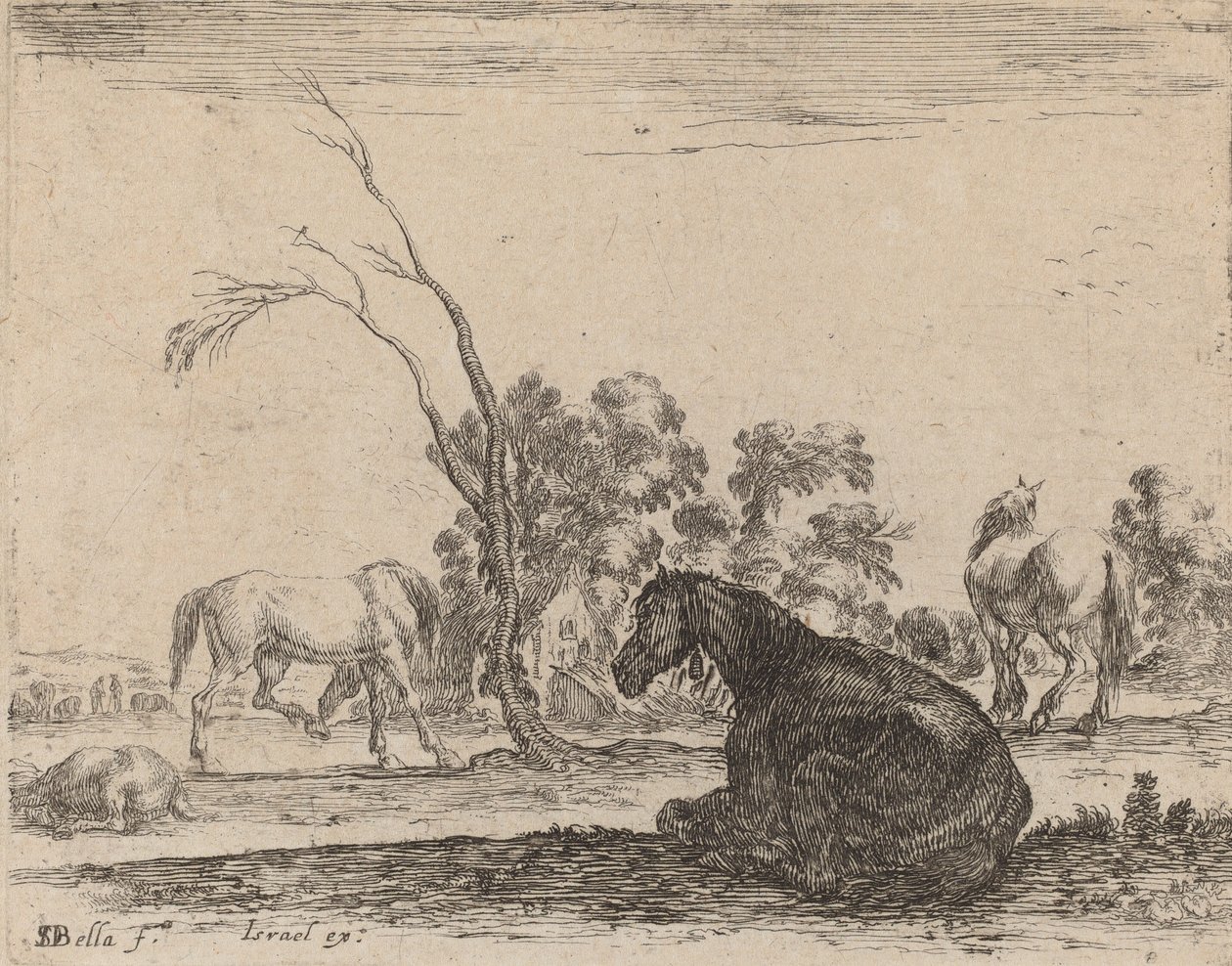 Çayırda Atlar, 1642. by Stefano della Bella