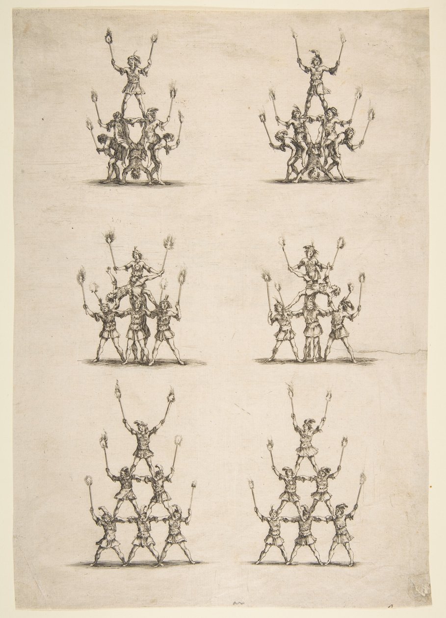 Altı Grupta Otuz Altı Akrobat, 1652. by Stefano della Bella