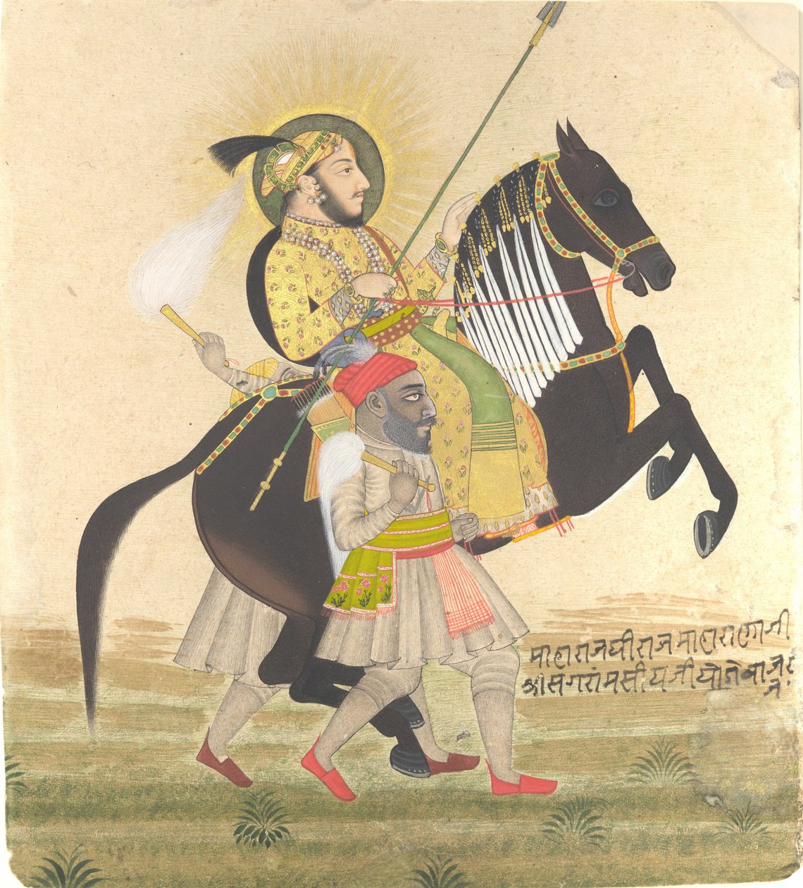 Maharana Sangram Singh Ödül Aygırına Biniyor by Stipple Master