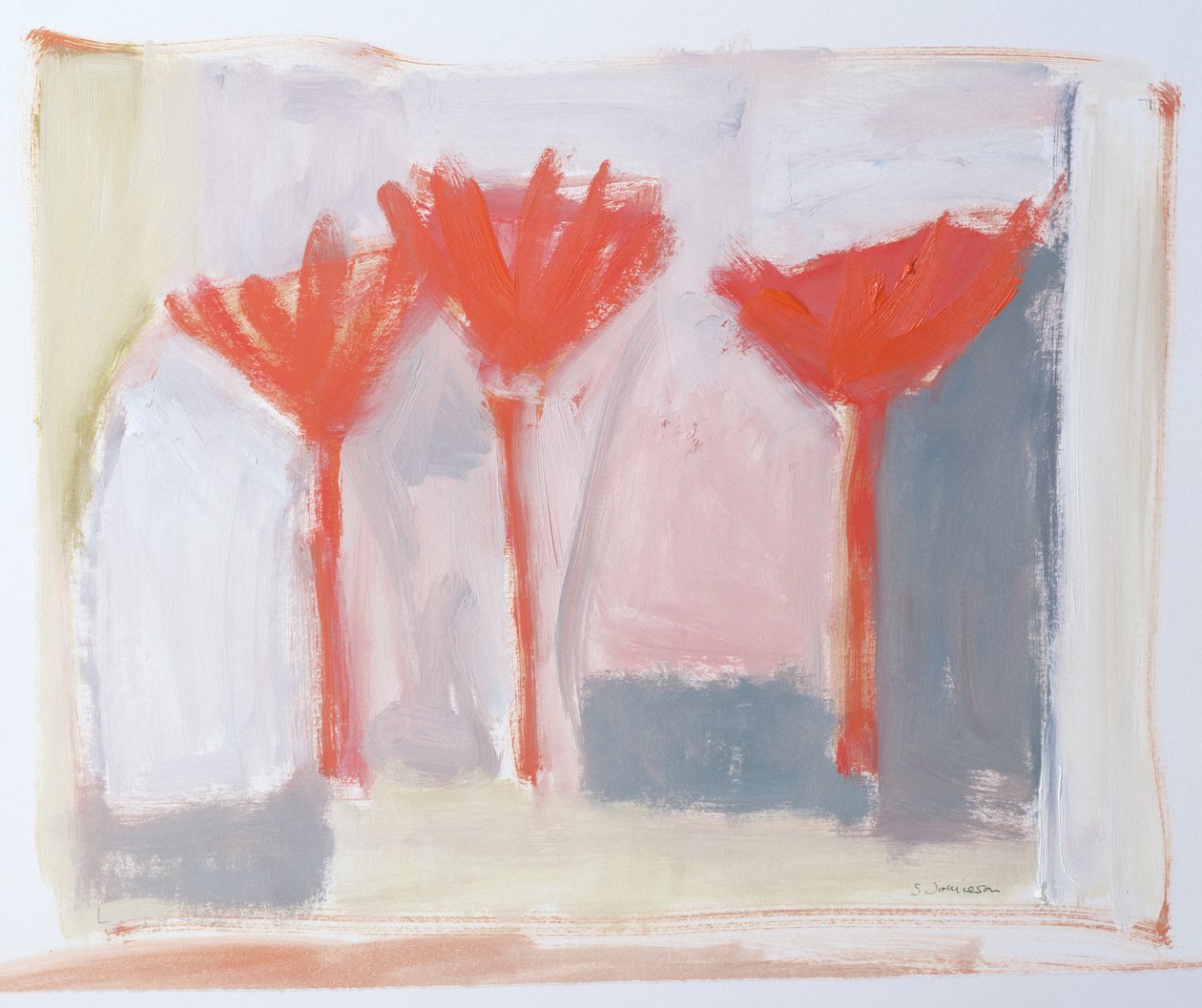 Kızıl Ağaçlar, 2002 (kağıt üzerinde akrilik) by Sue Jamieson