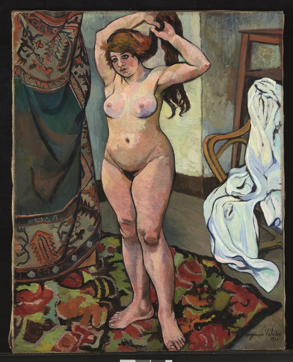 Çıplak Gilberte saçını yapıyor by Suzanne Valadon