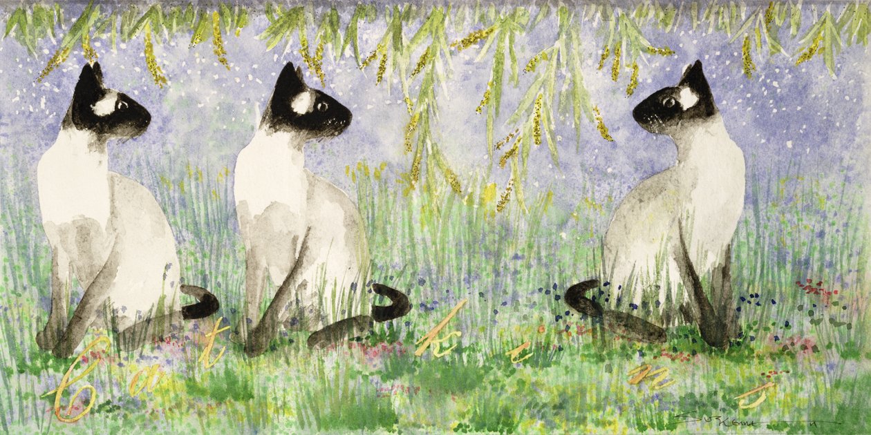 Cat Kins (kağıt üzerinde wc) by Suzi Kennett