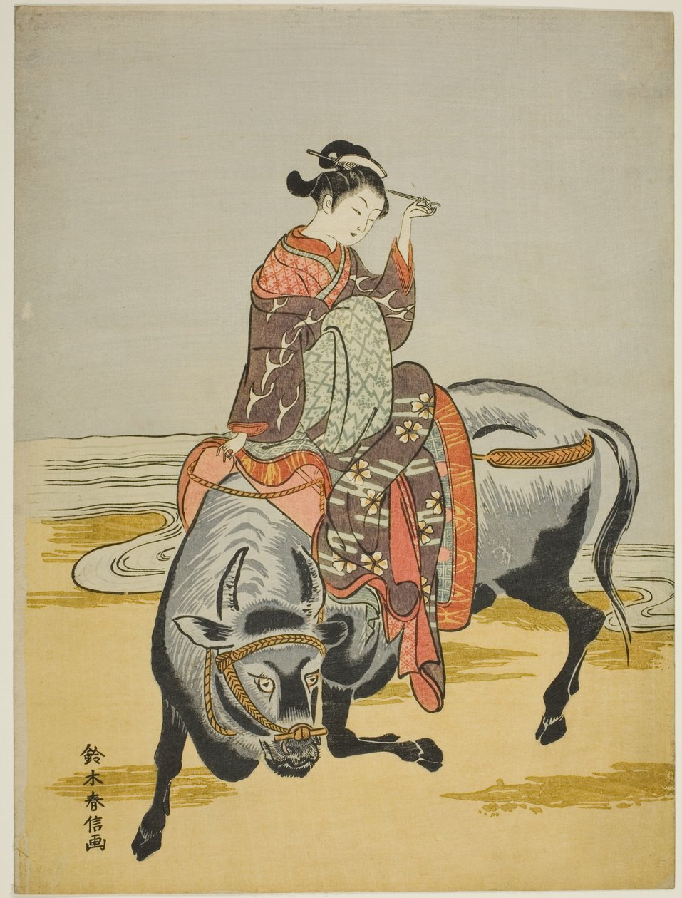 öküze binen fahişe by Suzuki Harunobu