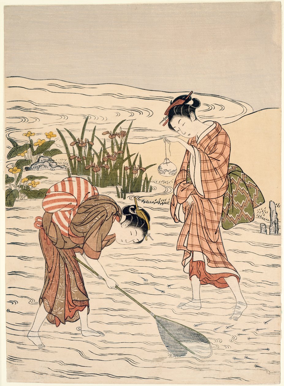 Sığ Suda Balık Tutma by Suzuki Harunobu