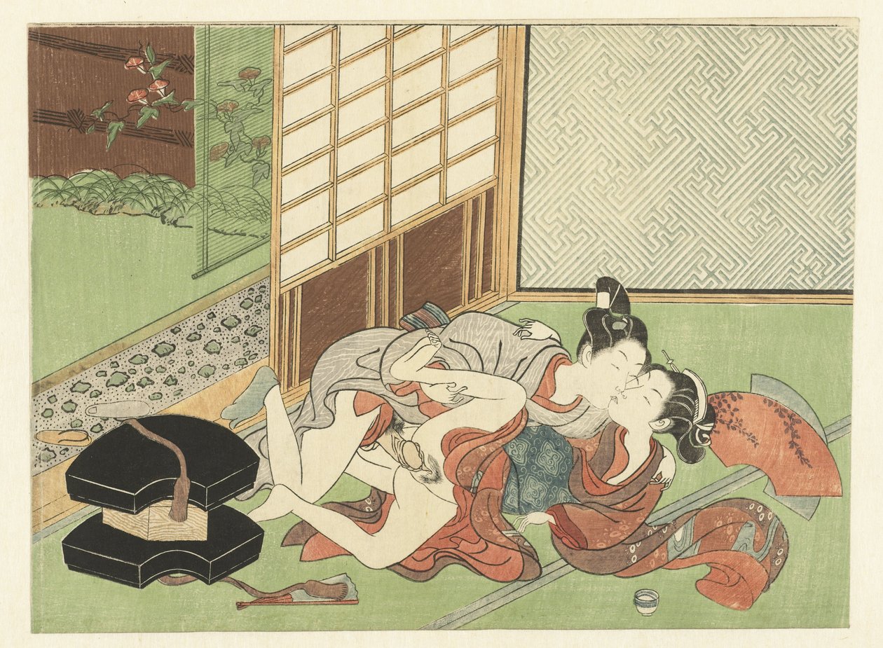 Aşk çifti tatami paspaslar üzerinde. by Suzuki Harunobu
