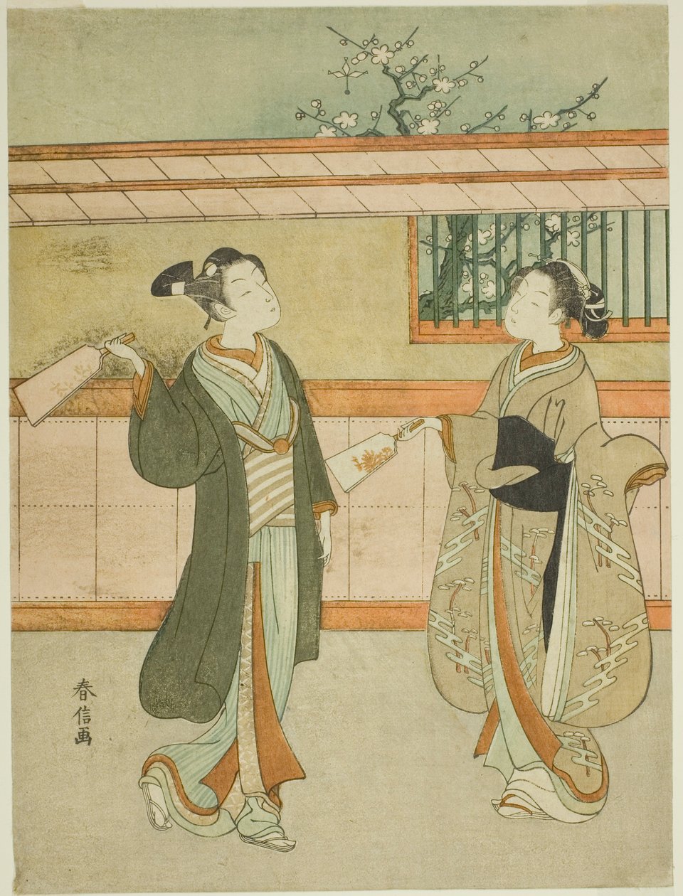 Battledore ve Raketle oynamak by Suzuki Harunobu