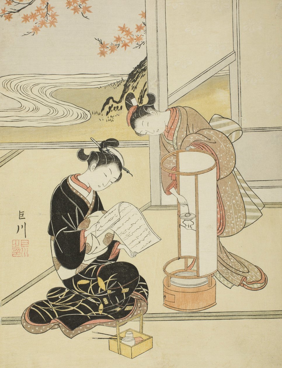 Bir Lambanın Akşam Parıltısı by Suzuki Harunobu