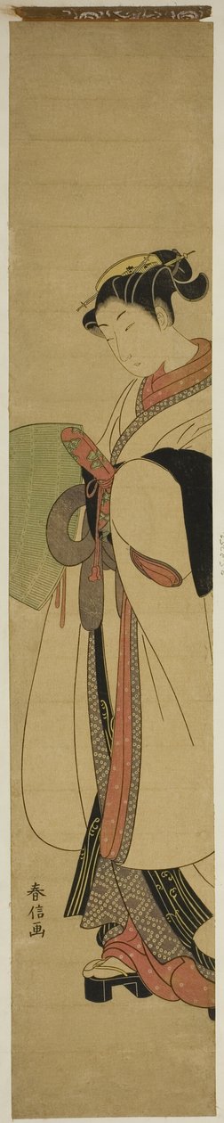 Bir Dilenci Keşiş Gibi Giyinmiş Genç Kadın by Suzuki Harunobu