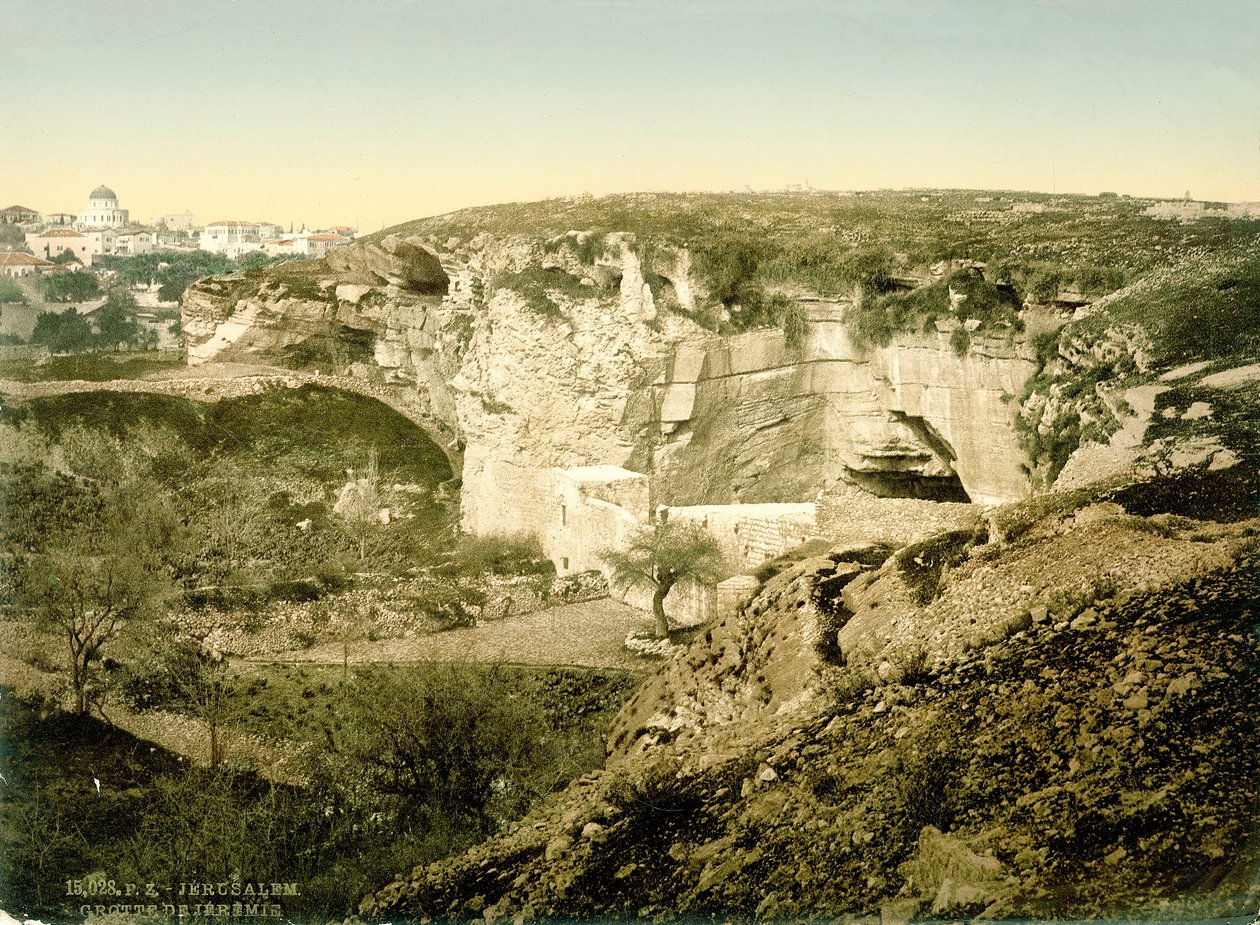 Jeremiahs Grotto, Kudüs, c.1880-1900 (fotokrom) by Swiss Photographer