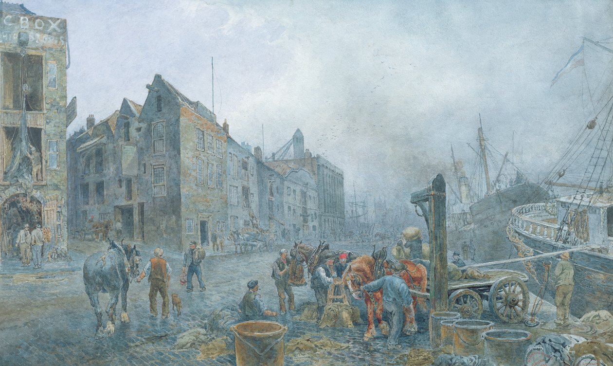 Dar Rıhtım, Bristol, 1899 (kağıt üzerine sulu boya) by Sydney Goodwin