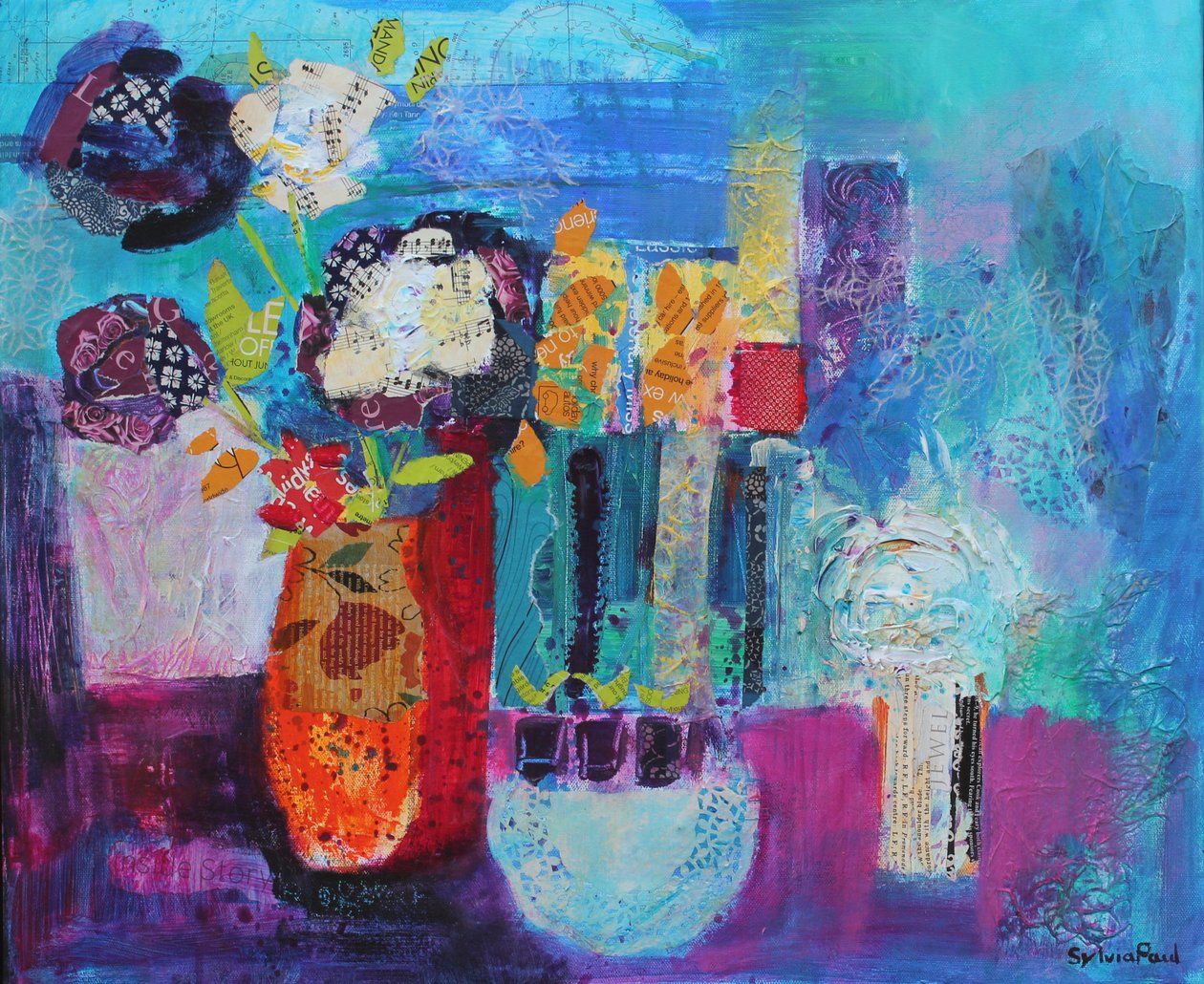 Blue Beyond 2013 akrilik kağıt kolajı by Sylvia Paul