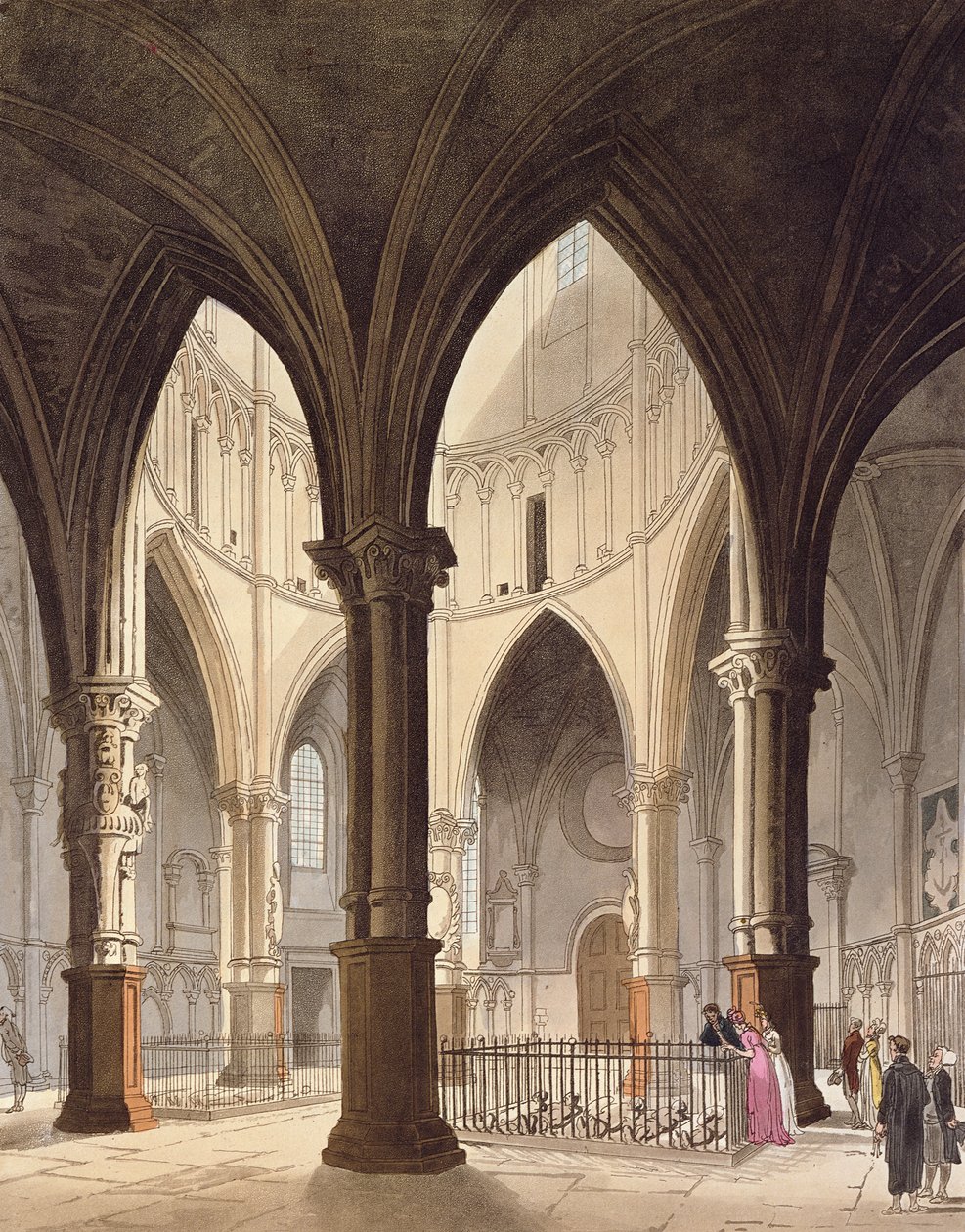 Tapınak Kilisesi, 1809 (aquatint) by Pugin and Rowlandson
