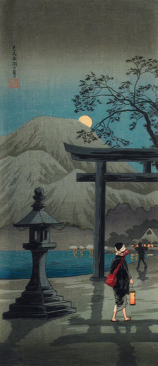 Hakone See im Mondschein by Takahashi Hiroaki