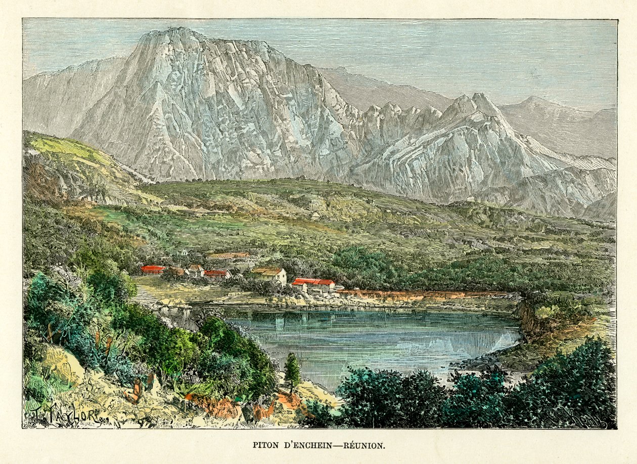 Piton d Enchein, Reunion, c1880. by Taylor