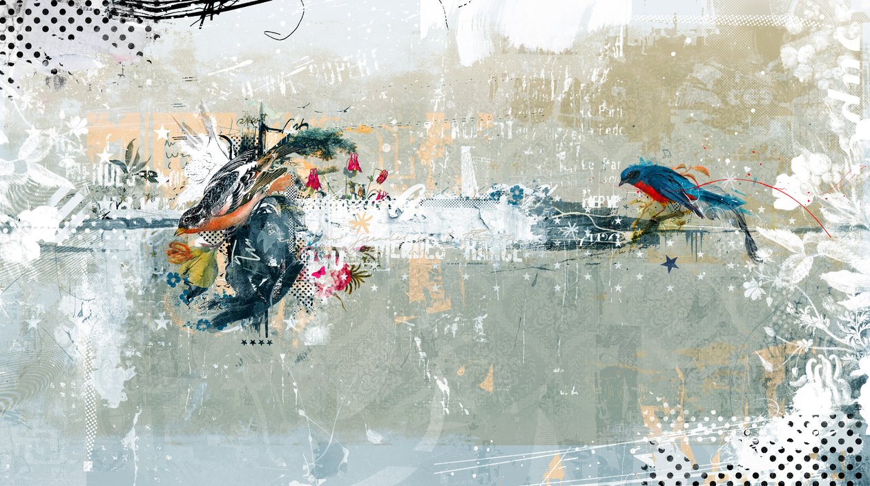 Birdalicious, 2014 (Tuval üzerine kolaj) by Teis Albers