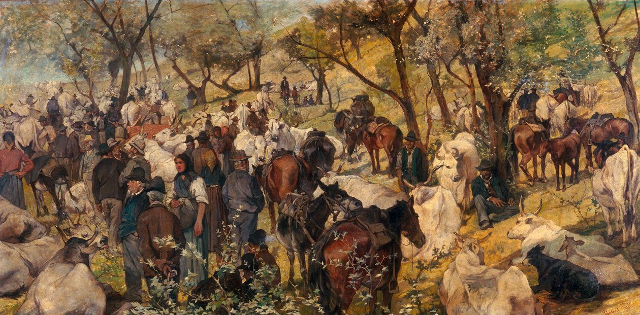 maremma pazarı by Telemaco Signorini