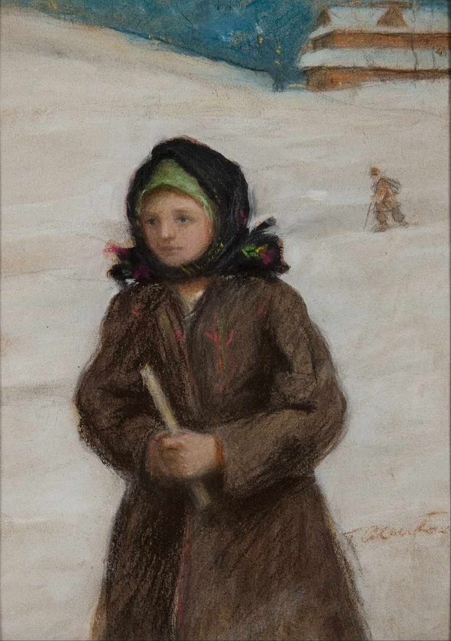 Bir mum ile kız by Teodor Axentowicz