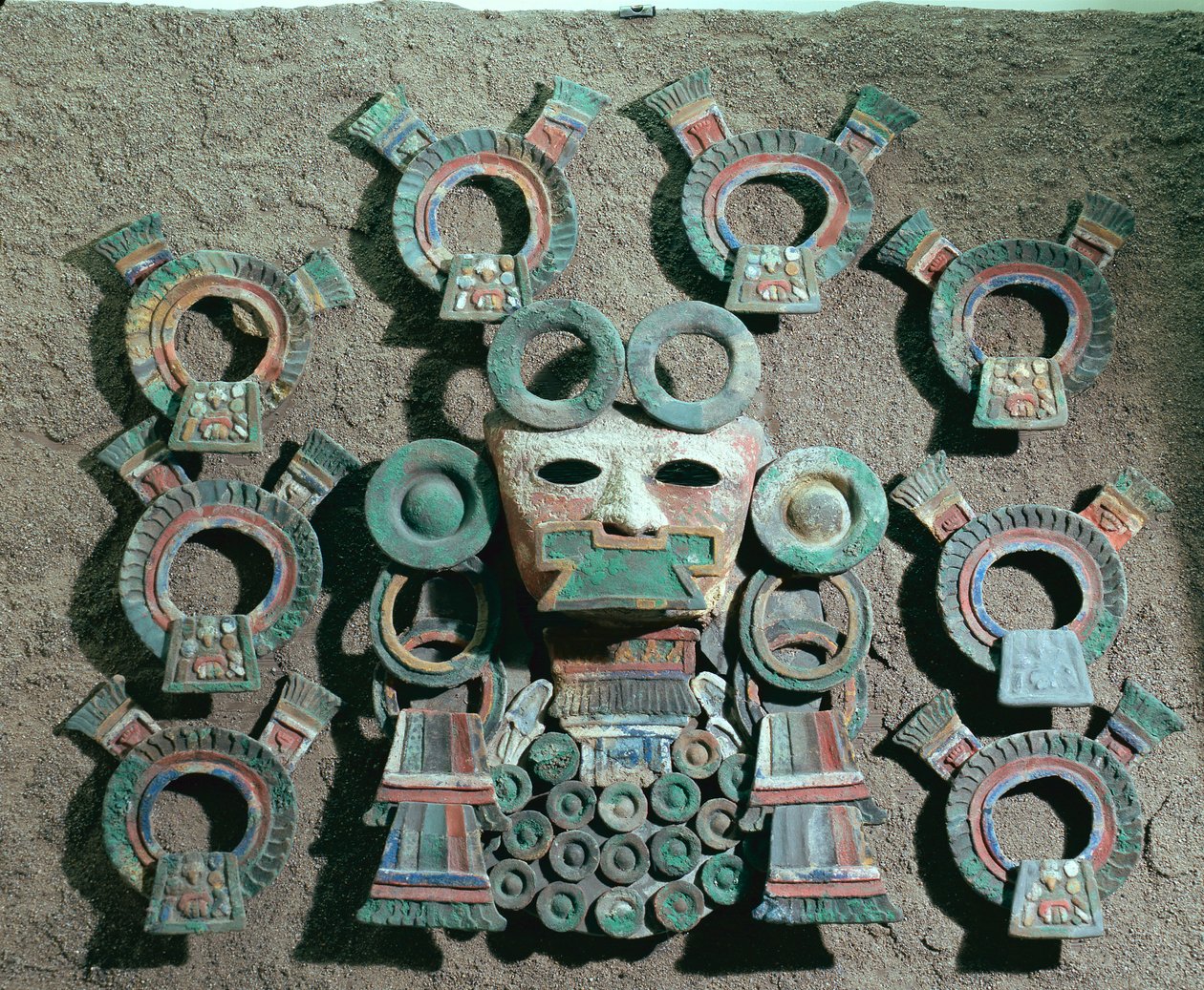 Tütsü brülörü (detay), c.350-550 (polikrom pişmiş toprak) by Teotihuacan