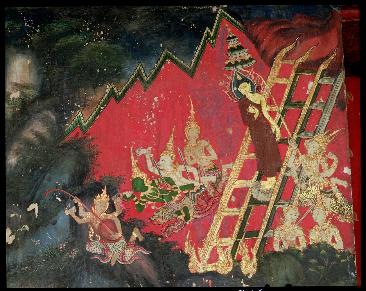 Cennetten İnen Buda (duvar resmi) by Thai School