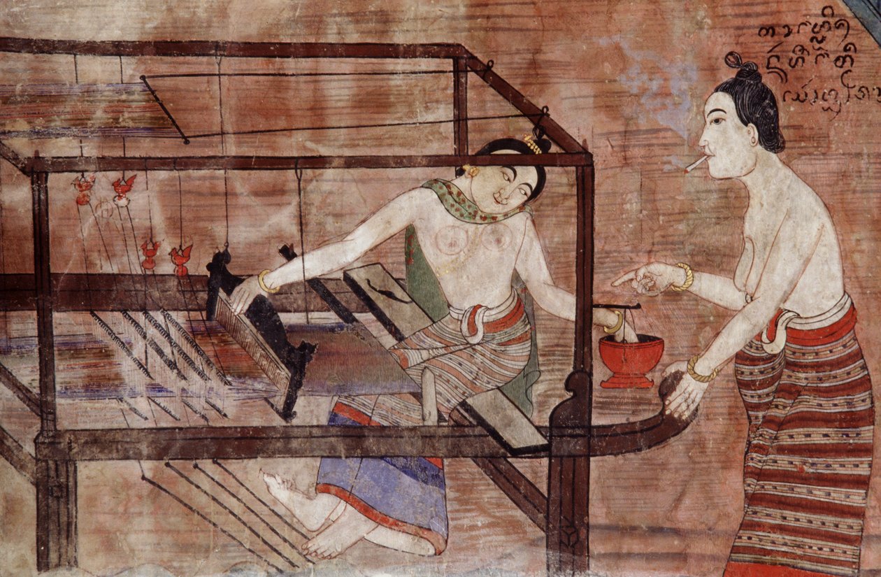 Dokuma kadın (duvar resmi) by Thai School