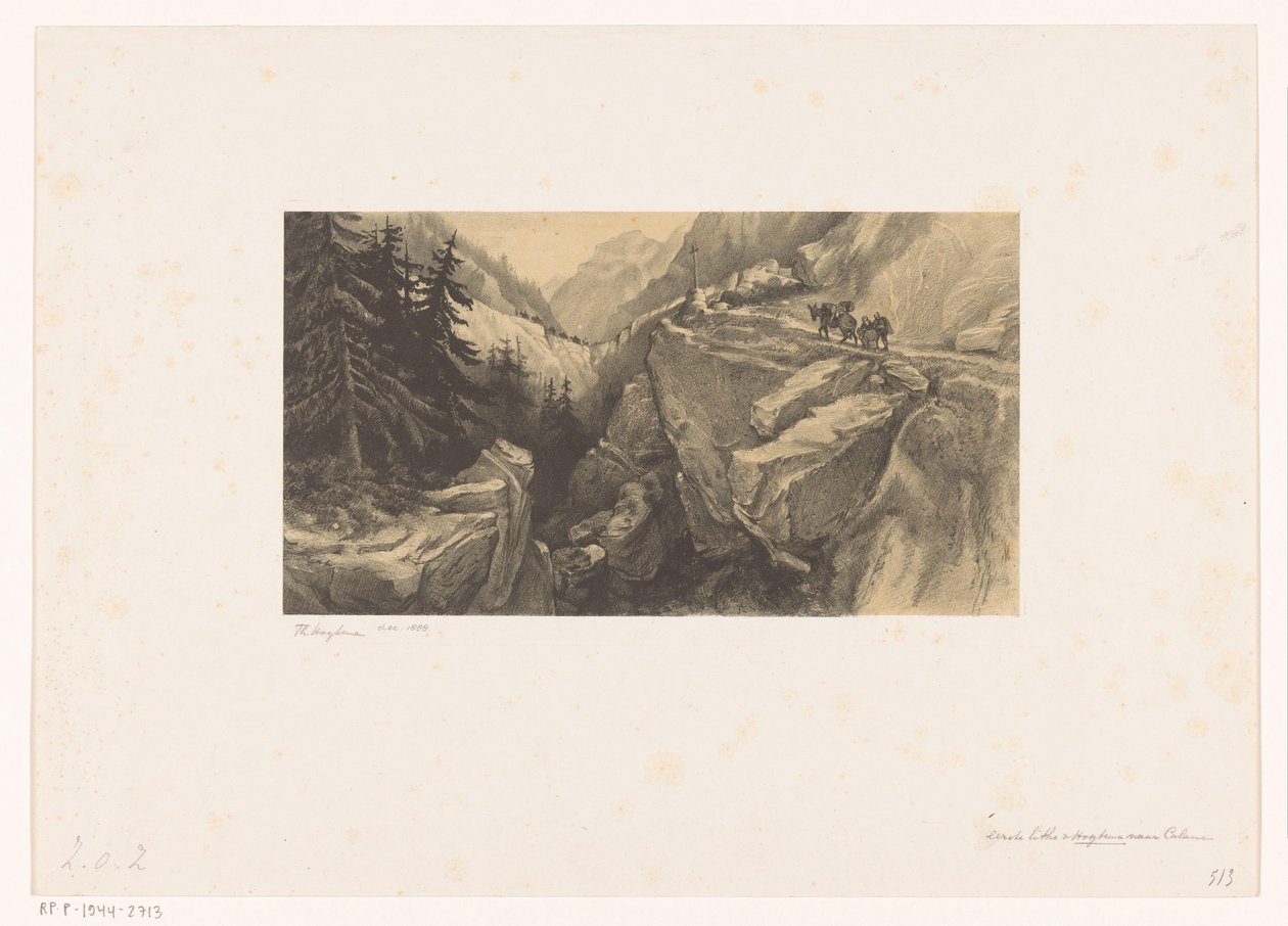 Dağ geçidi ile Alp manzara by Theo van Hoytema (signed by artist)