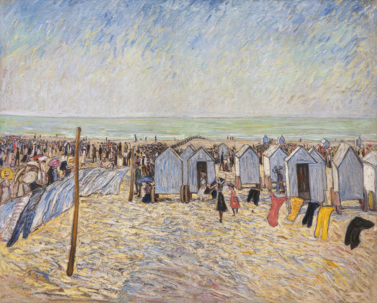 Banyo arabaları ile plaj resmi (Knocke) by Theo von Brockhusen