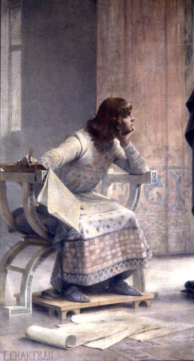 Saint Louis'in Eğitimi, c. 1885 (fresk) by Theobald Chartran