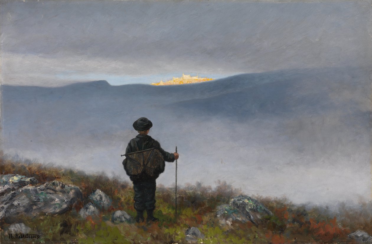 Çok, çok uzakta Soria Moria Sarayı Altın gibi parıldıyordu by Theodor Kittelsen