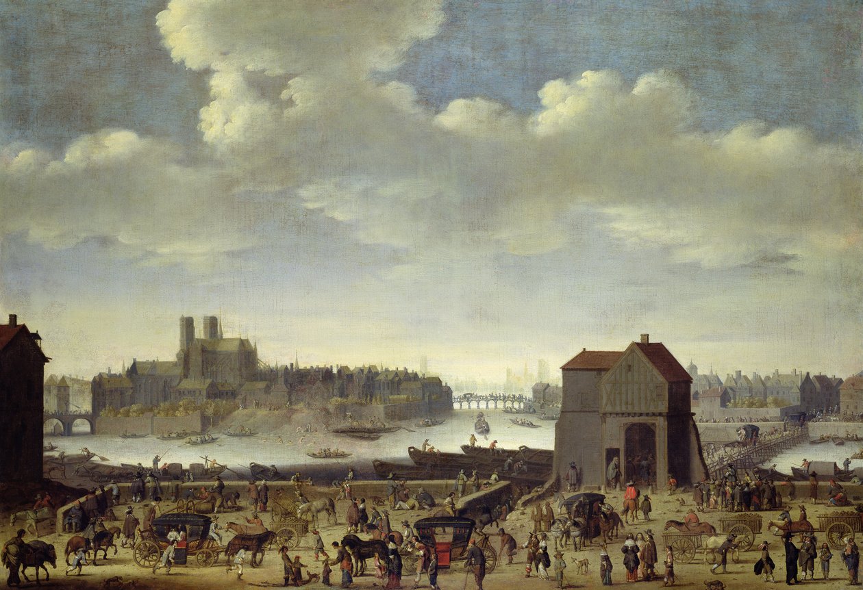 View of the Bridge and Quai de la Tournelle, c.1645  by Theodor Matham