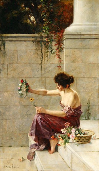 Mermer Basamak Üzerinde Çelenk Yapıcı by Theodor Matthei