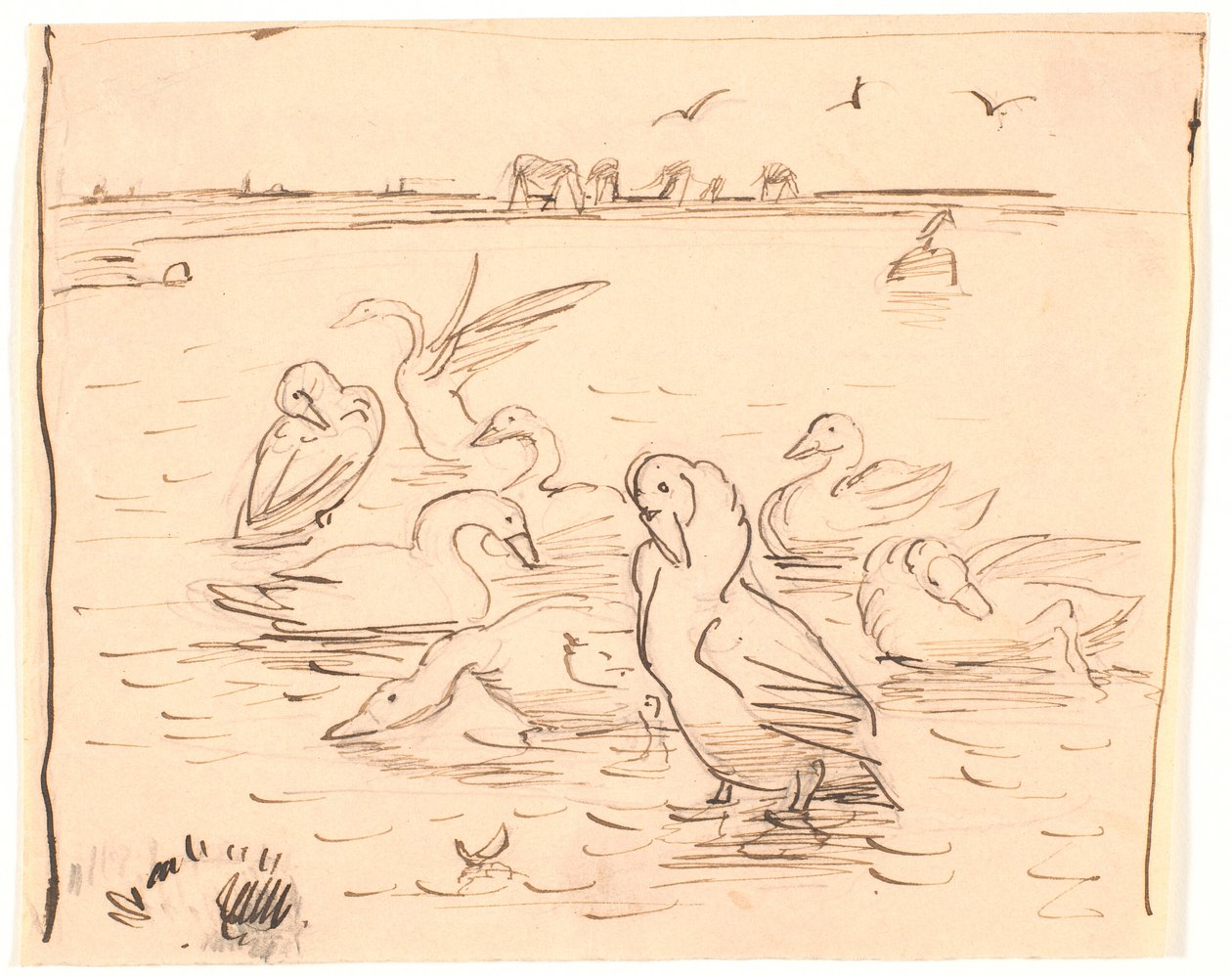 Saltholm üzerinde kazlar by Theodor Philipsen