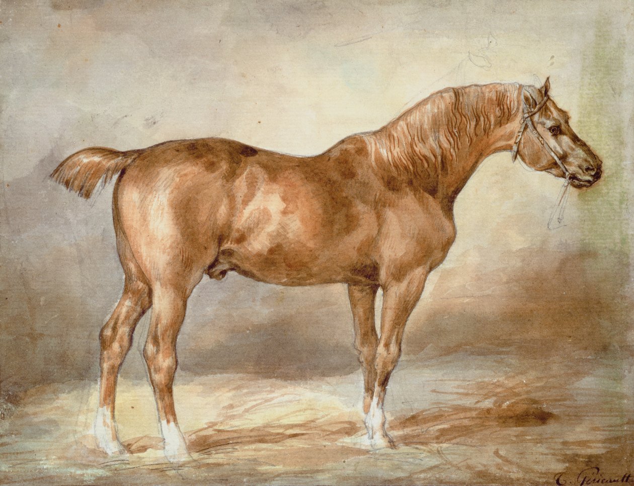 Yerleşik bir kestane atı by Theodore Gericault