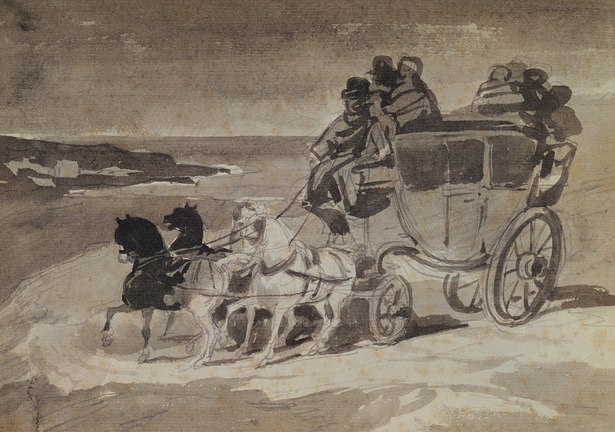 Posta Arabası (kağıt üzerinde kalem ve tuvalet) by Theodore Gericault