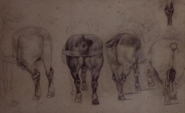 Koşumlu atlar (kalem) by Theodore Gericault