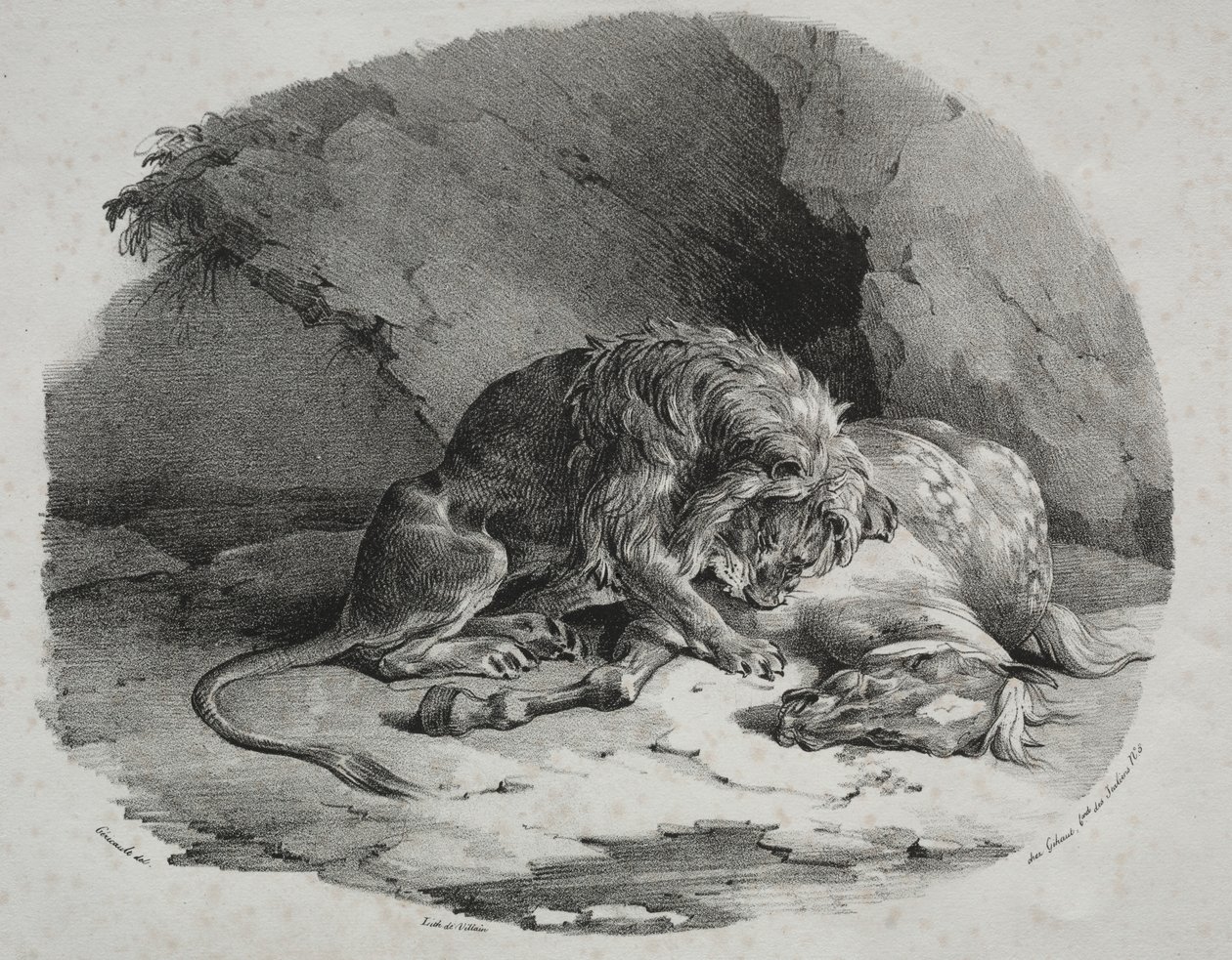 Aslan tarafından yutulan at by Theodore Gericault