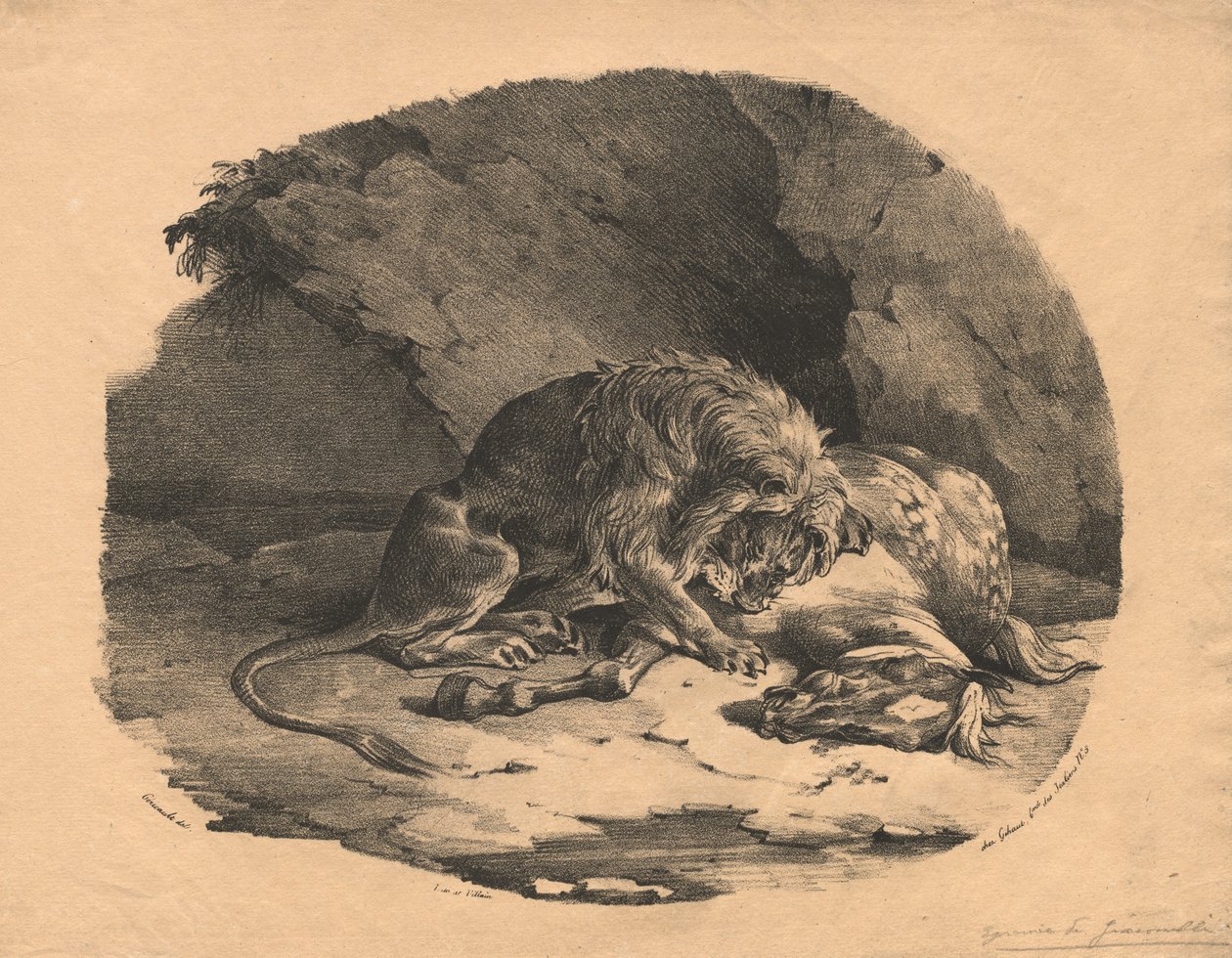 Aslan tarafından yutulan at by Theodore Gericault