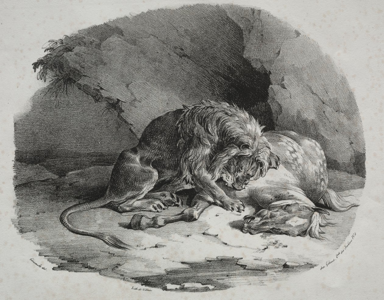 Aslan tarafından yutulan at by Theodore Gericault