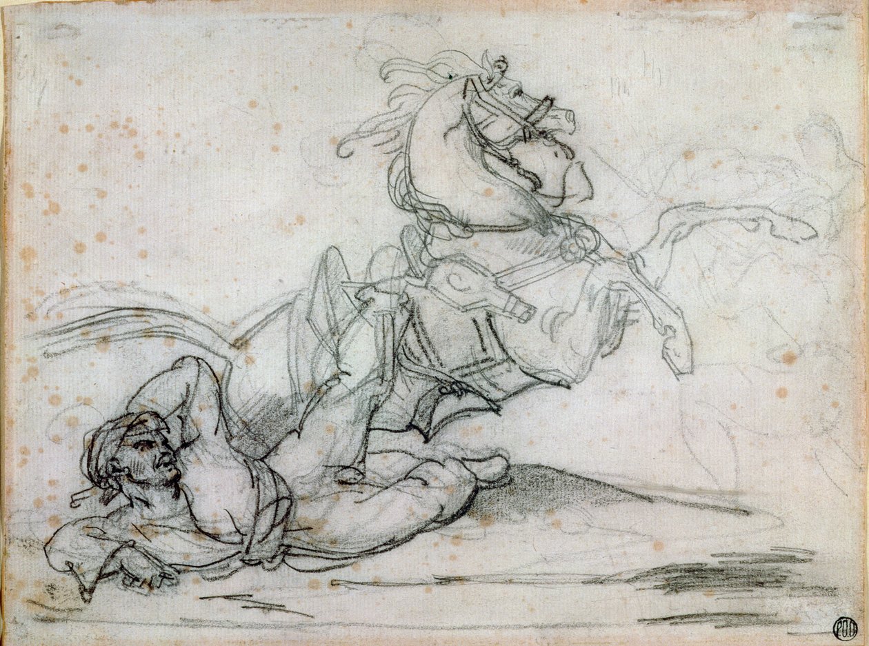 Atının altına düşen Memluk by Theodore Gericault