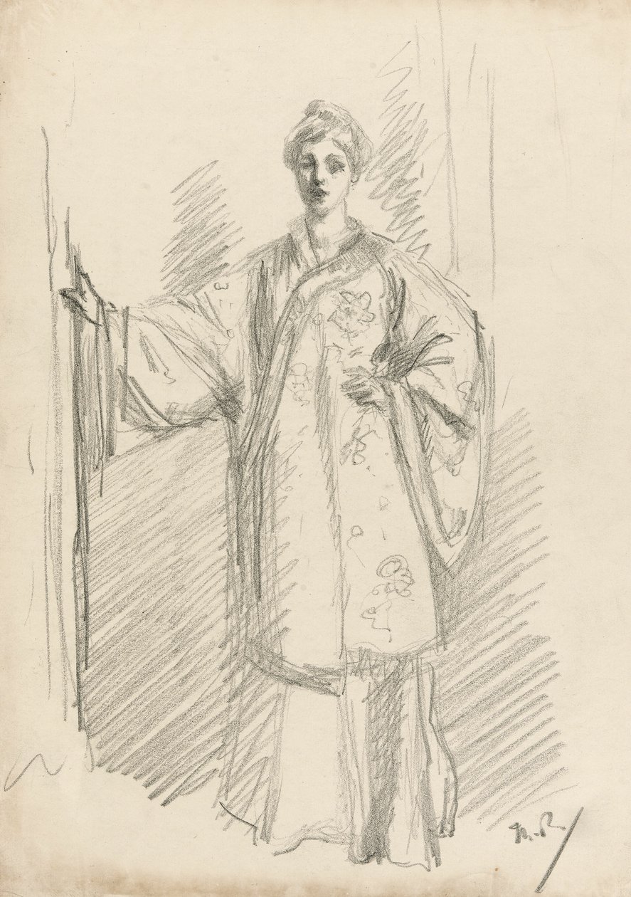 Çin Önlüklü Ayakta Figür by Theodore Roussel