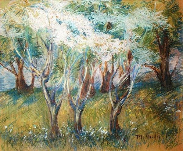 Orchard Giverny (gemide pastel) by Theodore Wendel
