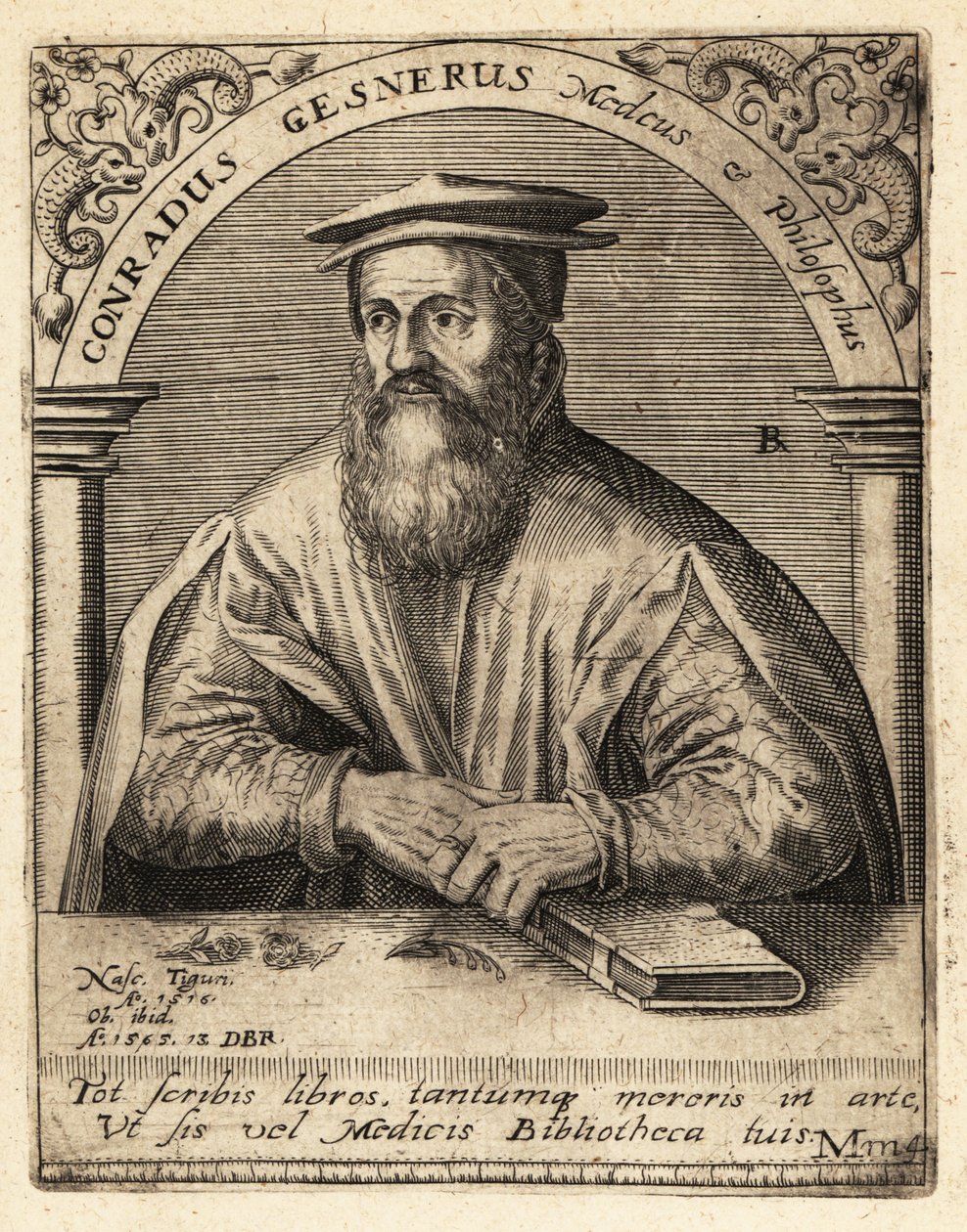 Conrad Gessner, İsviçreli doktor by Theodore de Bry