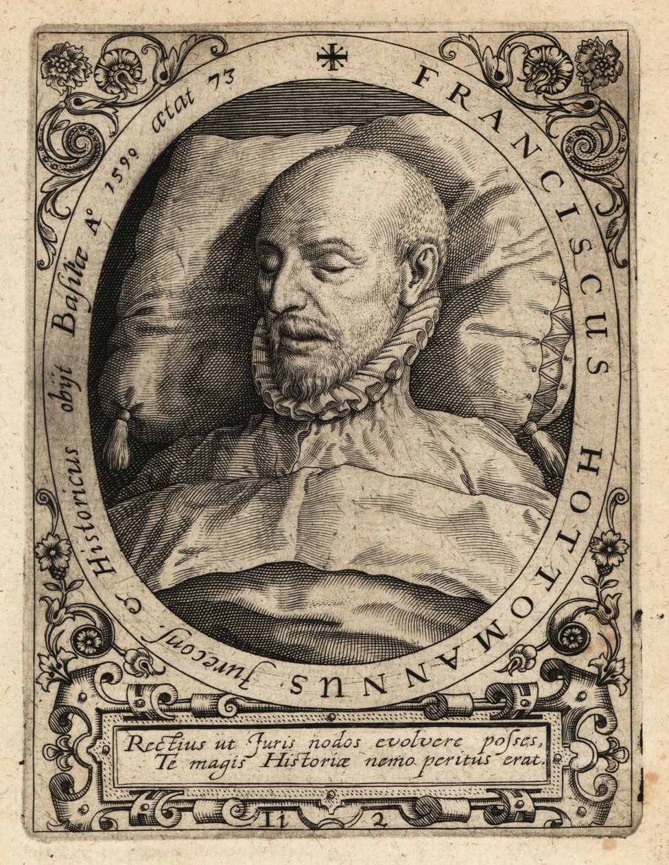 Francois Hotman ölüm döşeğinde by Theodore de Bry